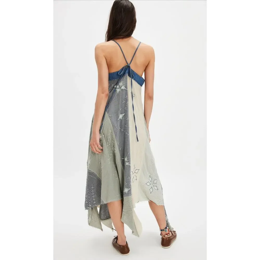 Free People northern star midi dress blue denim